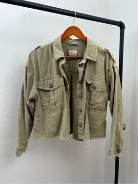 American Eagle Olive Green Cropped Jacket